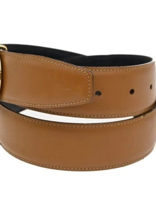 GUCCI G Logo Belt 70/28 Leather Brown Blue GHW Italy 66KC646 main image 11